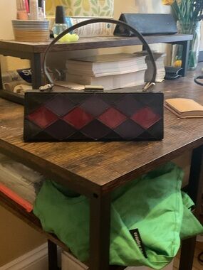 Adrienne Vittadini Black and Burgundy Diamond-Accent Wristlet